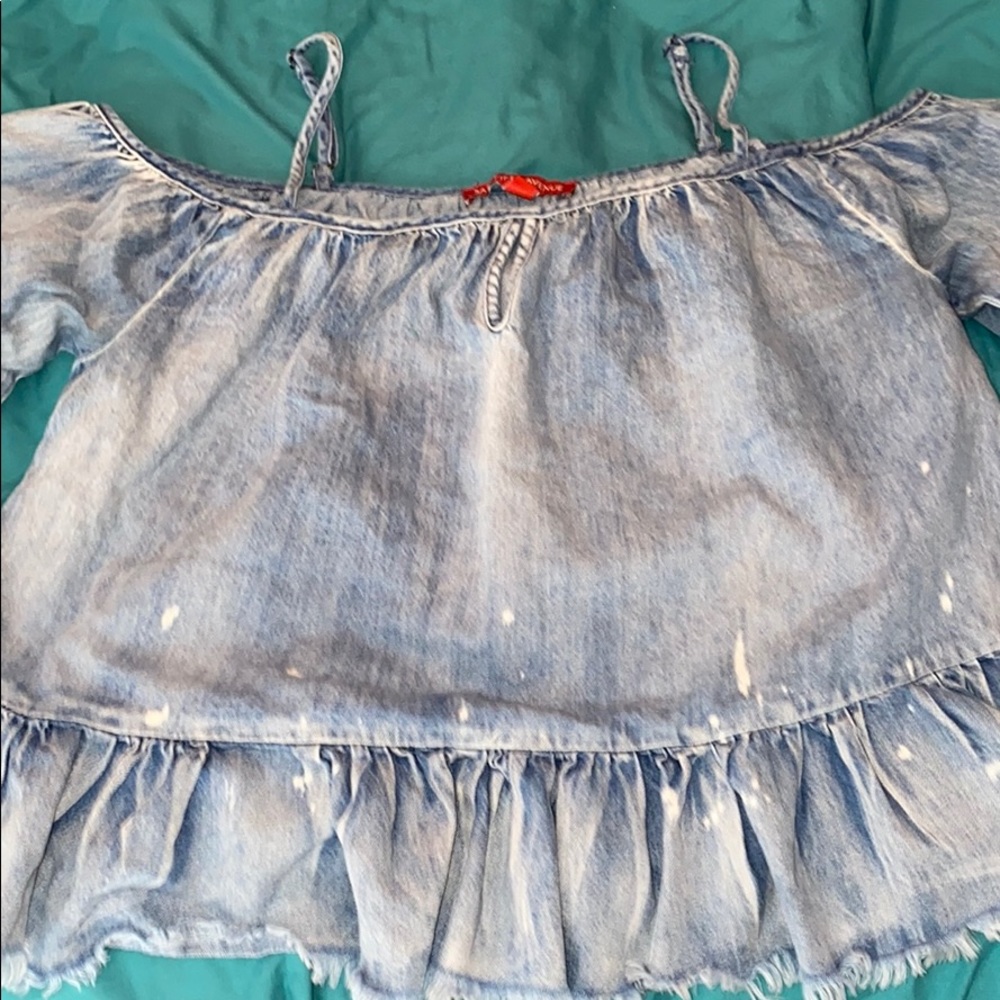 Denim Ruffle Shirt - Picture 2 of 3